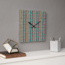 Lekfull mosaik abstrakt mönsterdesign 1306 fyrkantig klocka