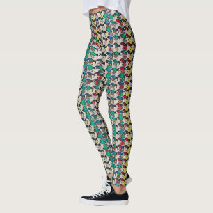 Lekfull mosaik abstrakt mönsterdesign 1306 leggings