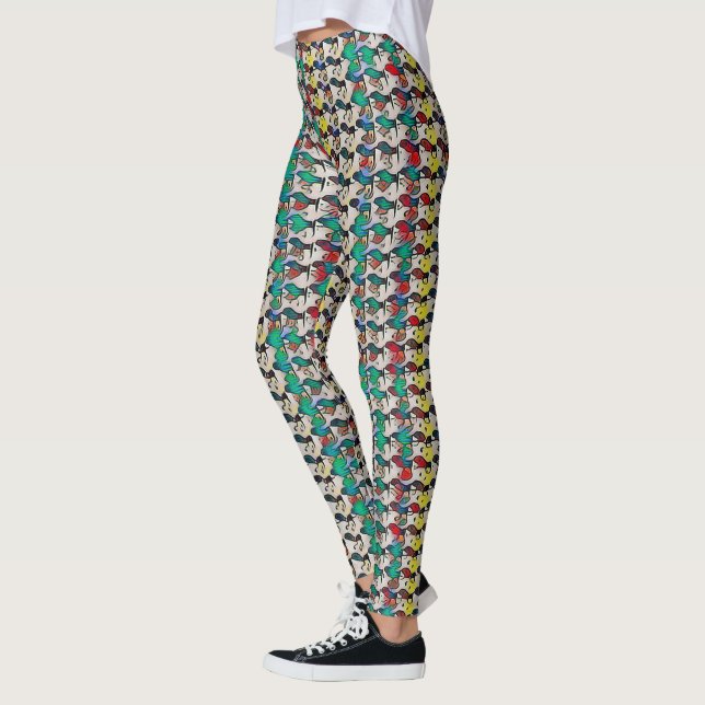 Lekfull mosaik abstrakt mönsterdesign 1306 leggings (Vänster)