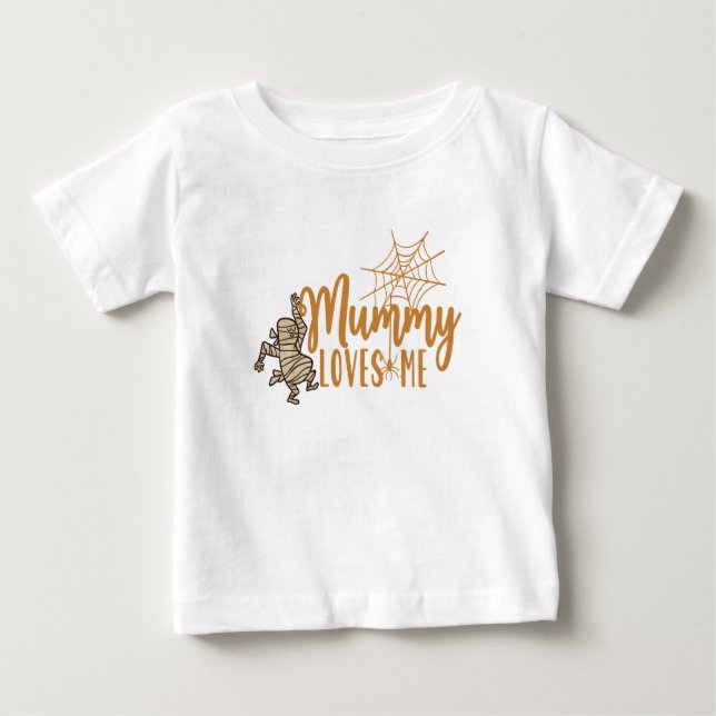 Lekfull Mumie Baby T-Shirt - Skräckinjagande Hallo (Framsida)