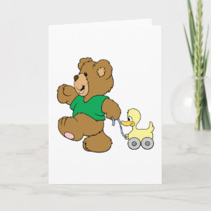 lekfull nalle med leksak ducky kort