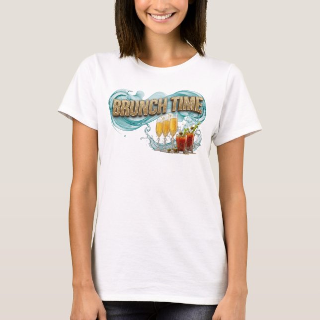 Lekfull Orange BRUNCH TIME Textdesign T Shirt (Framsida)