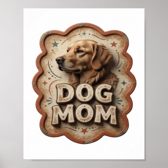 Lekfull Orange HUNDMAMMA Konstnärlig Motiv Poster (Framsidan)