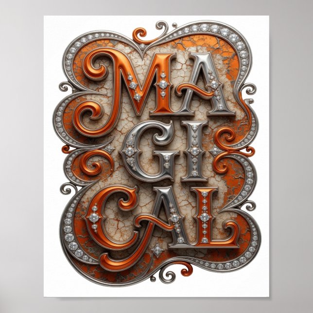 Lekfull Orange MAGISK Anpassad Design Poster (Framsidan)