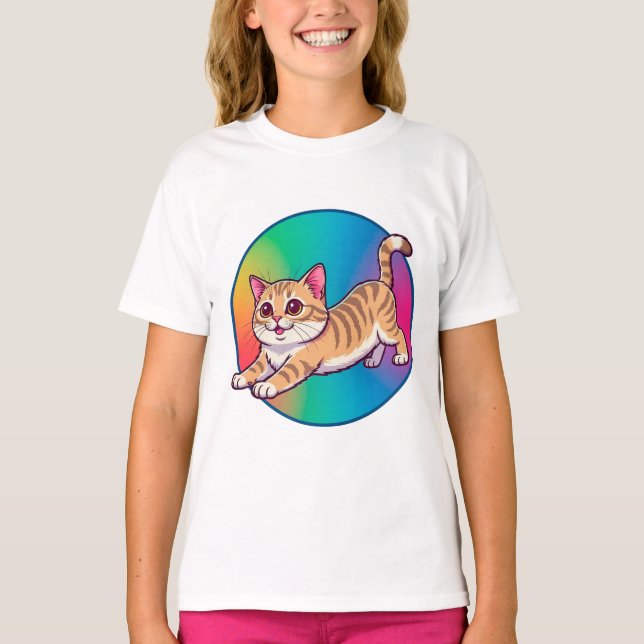 Lekfull orange tabby kattunge t shirt (Framsida)