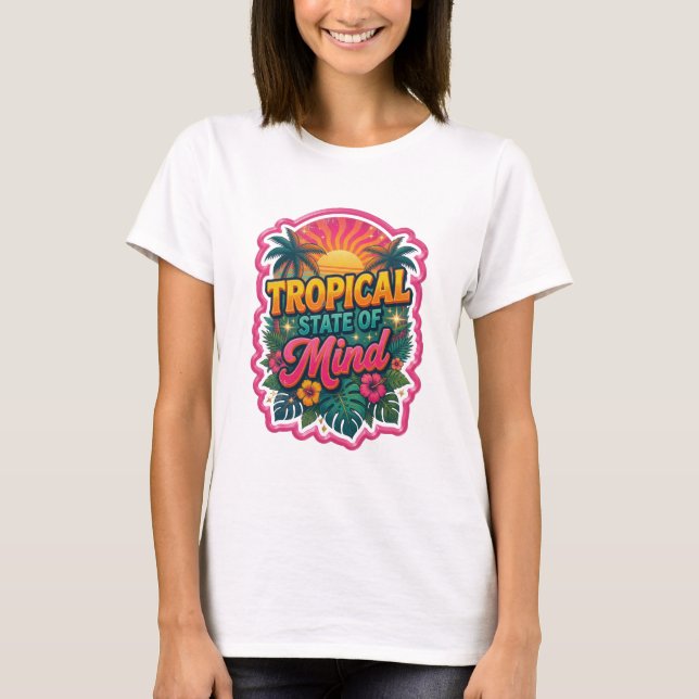 Lekfull Orange TROPISK SINNESSTÄMNING 3D Text Kons T Shirt (Framsida)