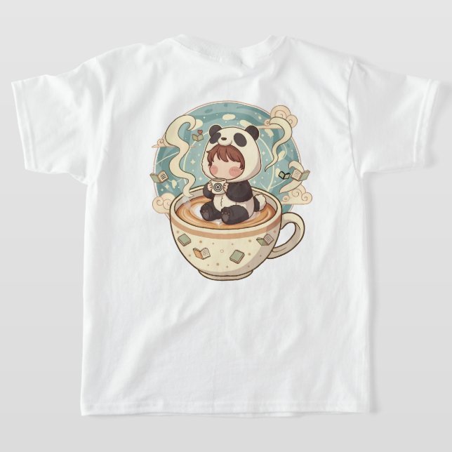 Lekfull Panda Kaffe Barn T-Shirt (Laydown Baksida)