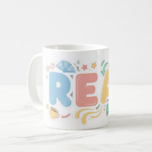 Lekfull Pastell Bubbla "LÄS" Klistermärke Stil Kaffemugg