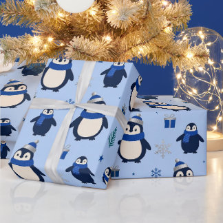 Lekfull pingvin vinterpresentpapper presentpapper