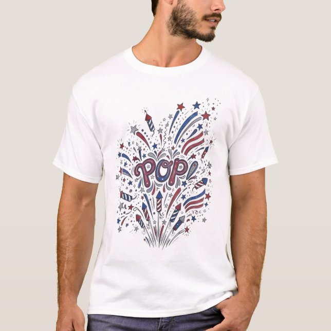 Lekfull Pop Art Fjärde Juli T Shirt (Framsida)