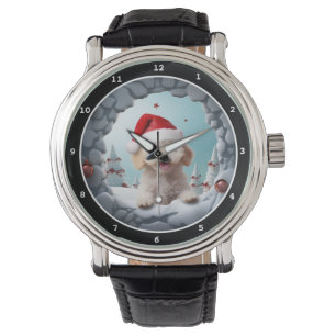 Lekfull Pudel Hund Vinter Semester Bild Armbandsur