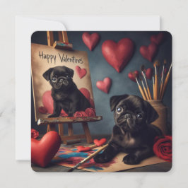 Lekfull Pug Valentine-kort • Sött Hundkärlek Julkort