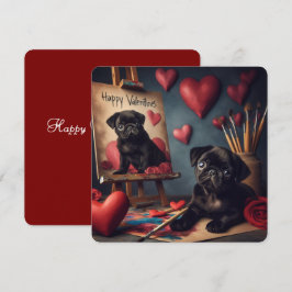Lekfull Pug Valentine-kort • Sött Hundkärlek Julkort