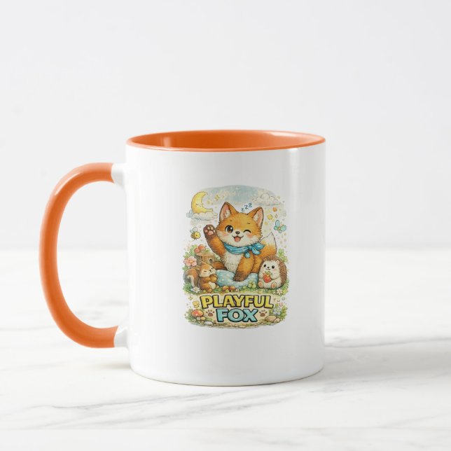 Lekfull Räv Söt Skogs Kaffemugg (Vänster)