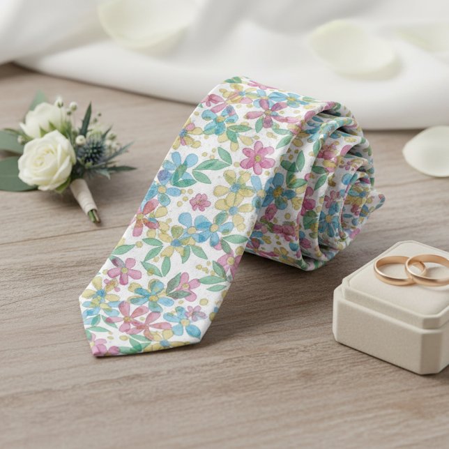 Lekfull Retro Blå Rosa Blommig Bröllops Slips (Skapare uppladdad)