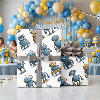 Lekfull Robotpresentpapper med Tecknad Stil Presentpapper