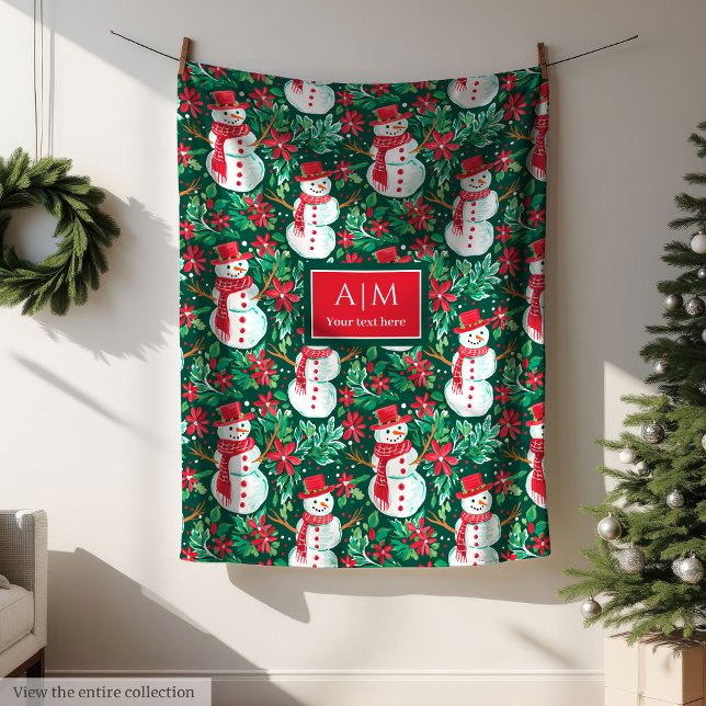 Lekfull röd akvarell preppy monogram kastfilt fleecefilt (Playful red watercolor preppy monogram throw wrap Fleece Blanket )