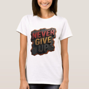 Lekfull röd ALDRIG GE UPP Slogan T-shirt