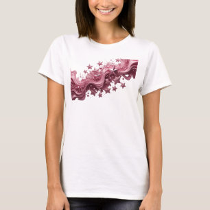 Lekfull röd PINK STARS textdesign T Shirt