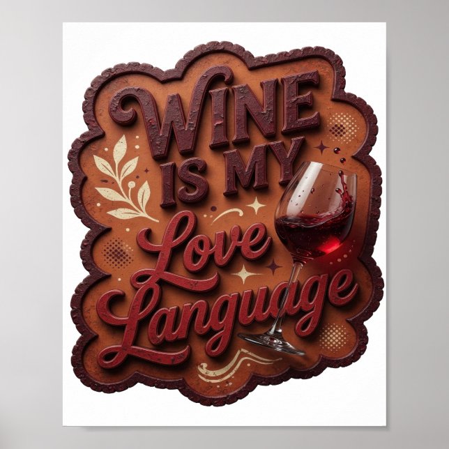 Lekfull RÖD VIN ÄR MITT KÄRLEKSSPRÅK Poster (Framsidan)