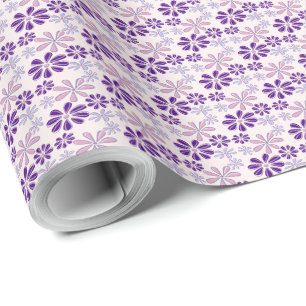 Lekfull Rodnad Rosa Lila Blommig Klotter Presentpapper