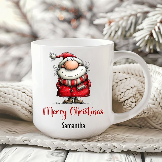 Lekfull Rolig Tomte Nyckfull Kaffe Mugg (Playful Funny Santa Claus Whimsy Coffee Mug)