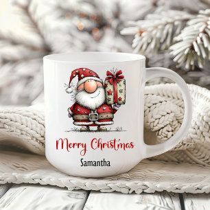 Lekfull Rolig Tomte Tecknad Jul Kaffe Mugg
