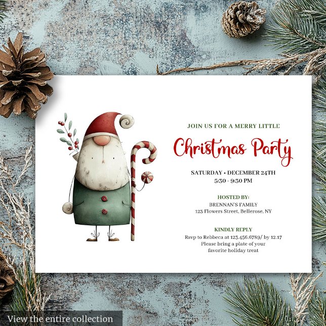Lekfull Rolig Tomte Vattenfärg Högtidlig Firande Inbjudningar (Playful Funny Santa Watercolor Holiday Celebration)