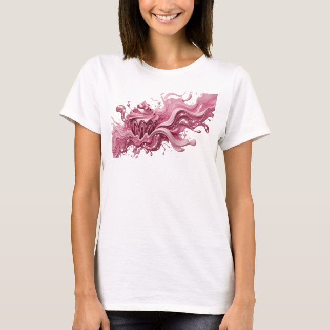 Lekfull Rosa ABSTRAKT KONST Wearable Art T Shirt (Framsida)