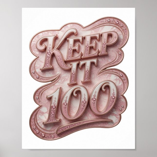 Lekfull Rosa BEHÅLL DET 100 Grafisk Design Poster (Framsidan)