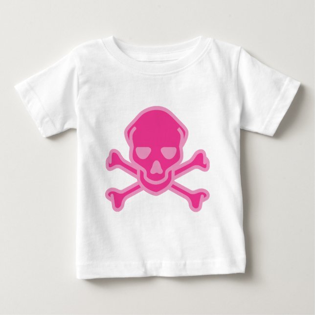 Lekfull rosa dödskalle och korslagda ben spädbarn tee shirt (Framsida)