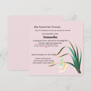 Lekfull rosa hönsnattinbjudan – Elegant sko & Inbjudningar