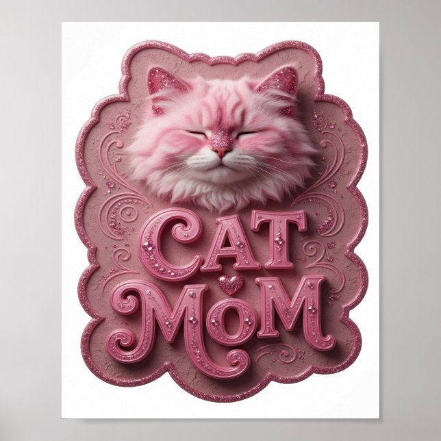 Lekfull Rosa KATT-MAMMA Poster (Framsidan)
