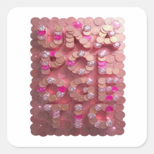 Lekfull Rosa OGENERT Stickerutskrift Fyrkantigt Klistermärke