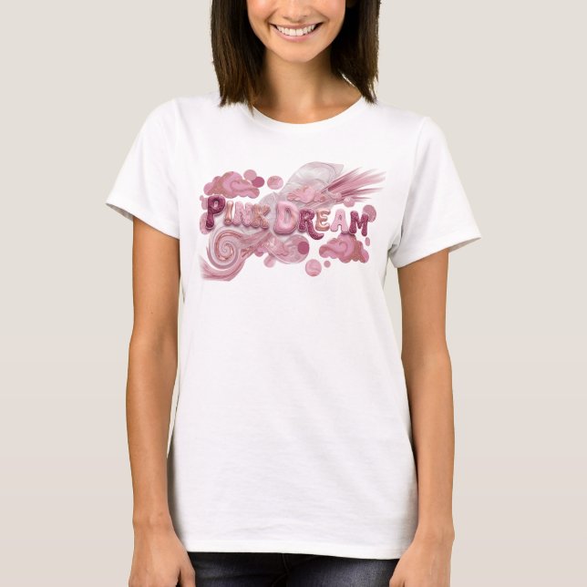Lekfull Rosa ROSA DRÖM Grafisk T-shirt (Framsida)