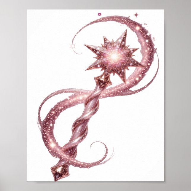 Lekfull Rosa STAR WAND Textdesign Poster (Framsidan)