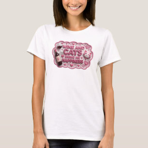 Lekfull Rosa VIN OCH KATTER GER MIG LYCKA T Shirt