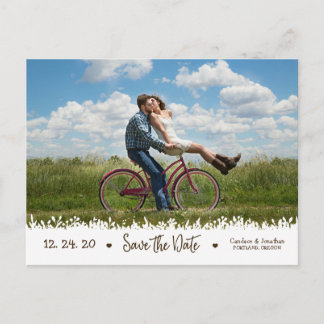 Lekfull Rustik Bladrand Foto Spara Datum Meddelande Vykort