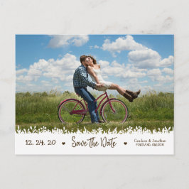 Lekfull Rustik Bladrand Foto Spara Datum Meddelande Vykort