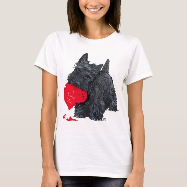 Lekfull Scottish Terrier Alla hjärtans dag Tee (Framsida)