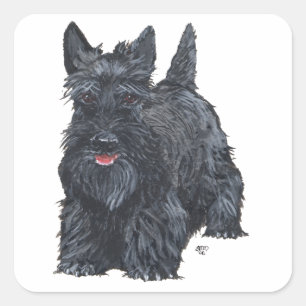 Lekfull Scottish Terrier Fyrkantigt Klistermärke