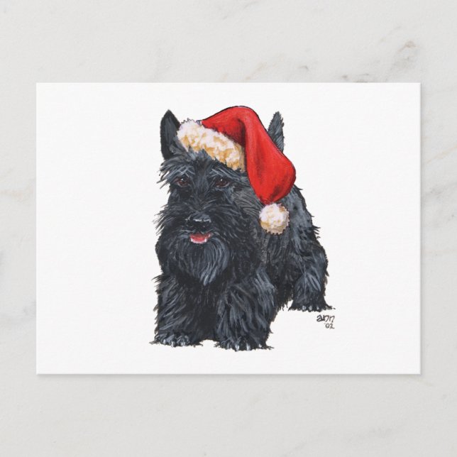 Lekfull Scottish Terrier Tomte Helg Vykort (Framsida)