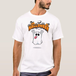 Lekfull seriefigur spöke sticker ut tungan t shirt