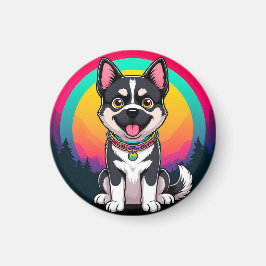 Lekfull serieteckning hund magnet