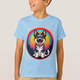 Lekfull serieteckning hund t shirt