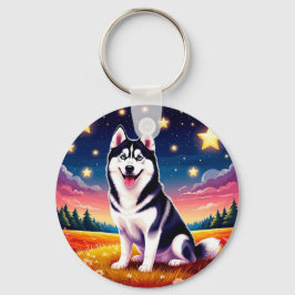 Lekfull sibirisk husky nyckelring
