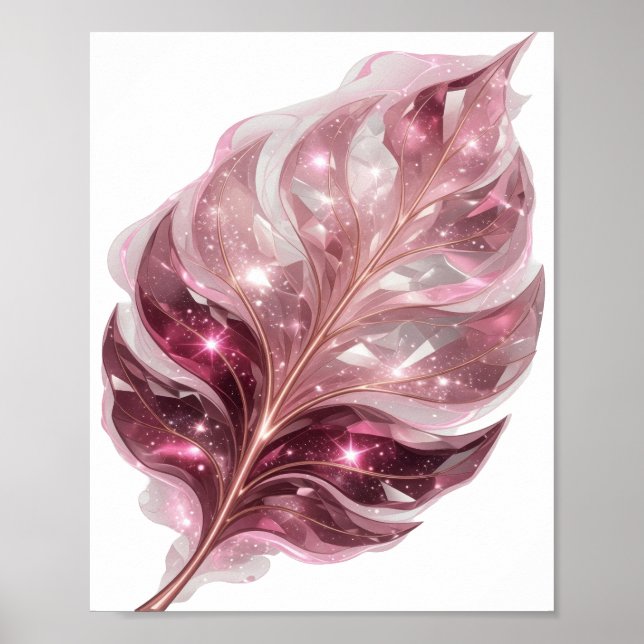 Lekfull silver ÄDELSTEN BLAD tryck (Framsidan)