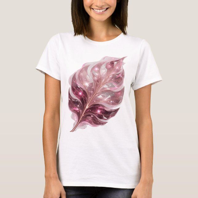 Lekfull silver ÄDELSTEN BLAD tryck T Shirt (Framsida)