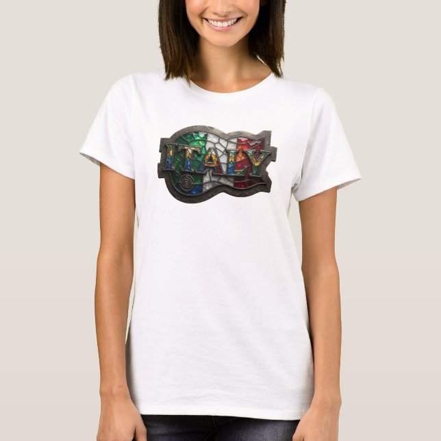 Lekfull Silver ITALIEN Grafisk T-shirt (Framsida)