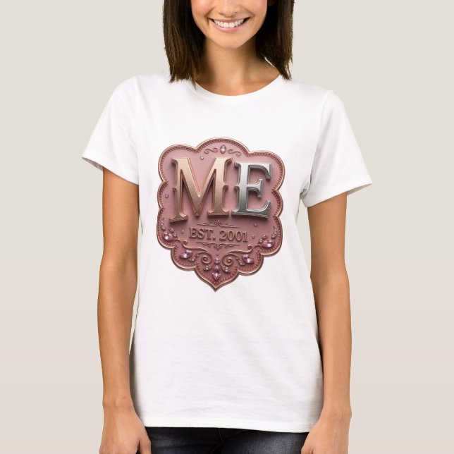Lekfull Silver ME EST 2001 Anpassad Design T Shirt (Framsida)